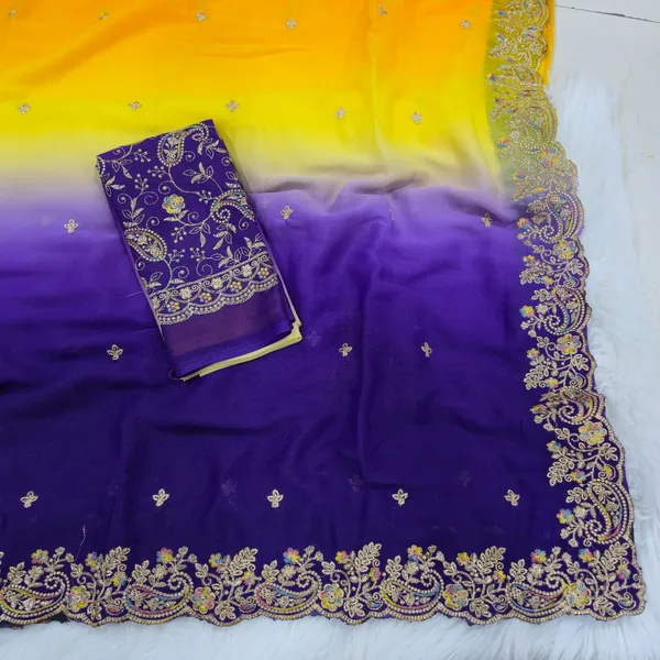 Purple_&_Yellow_Georgette_Saree_For_Women