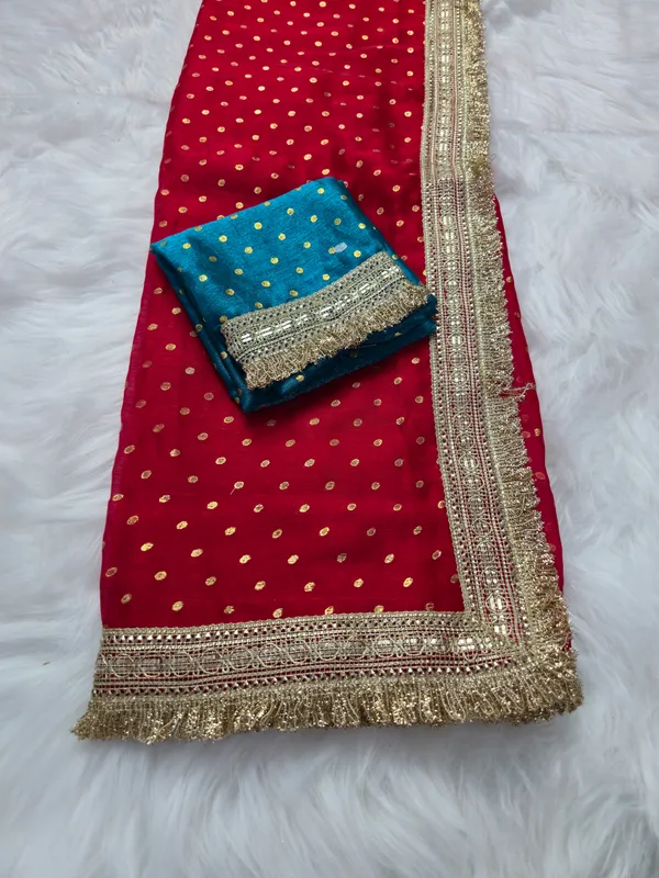 Red_&_Blue_Fandy_Satin_Silk_Saree_For_Women