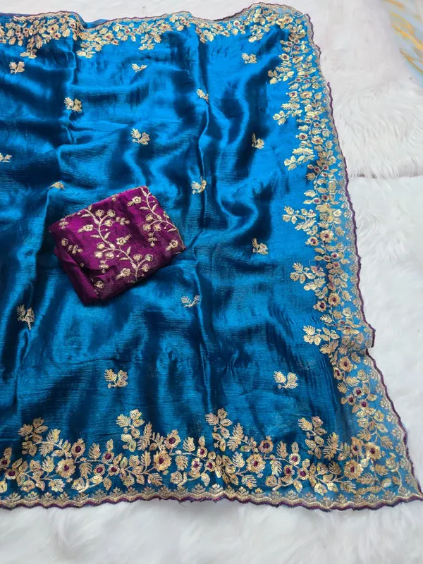 Blue_Fandy_Satin_Silk_Saree_For_Women