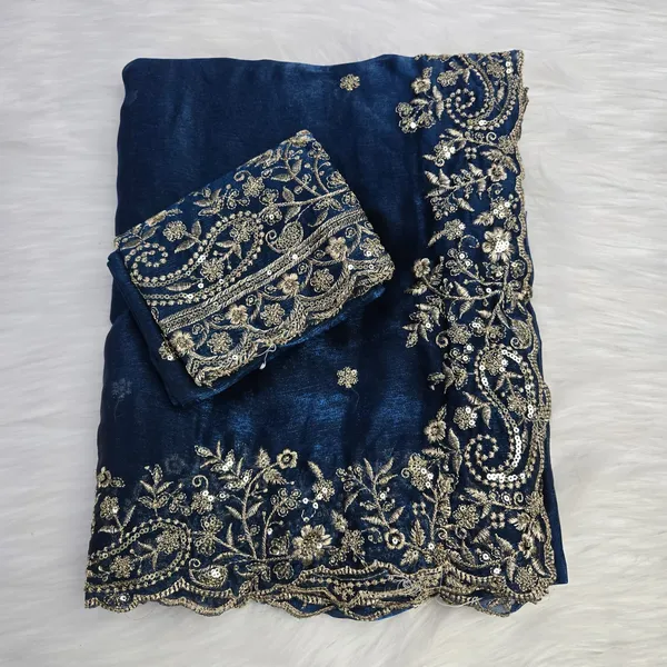 Navy_Blue_Fandy_Satin_Silk_Saree_For_Women
