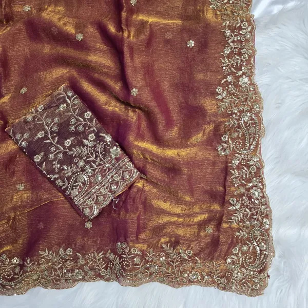 Brown_Fandy_Satin_Silk_Saree_For_Women
