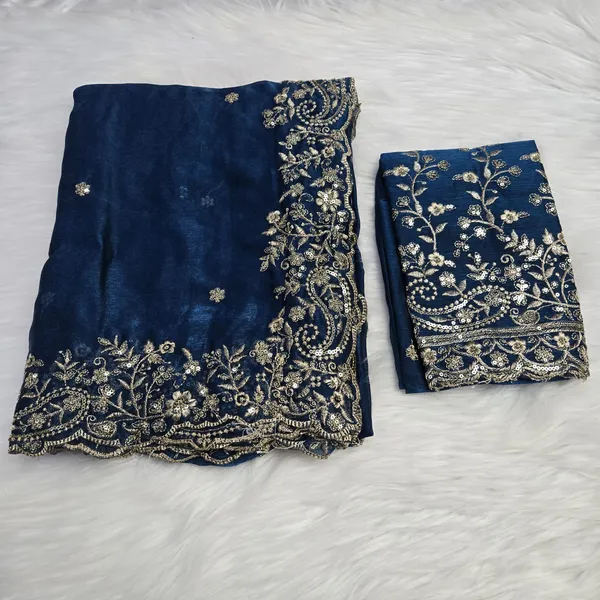 Navy_Blue_Fandy_Satin_Silk_Saree_For_Women