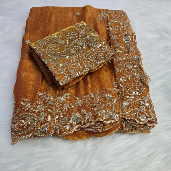 Orange_Fandy_Satin_Silk_Saree_For_Women