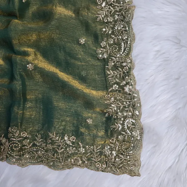 Olive_Green_Fandy_Satin_Silk_Saree_For_Women