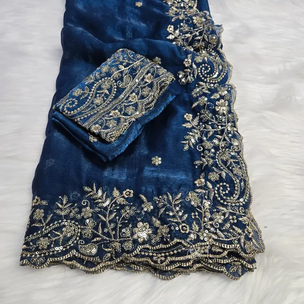 Navy_Blue_Fandy_Satin_Silk_Saree_For_Women