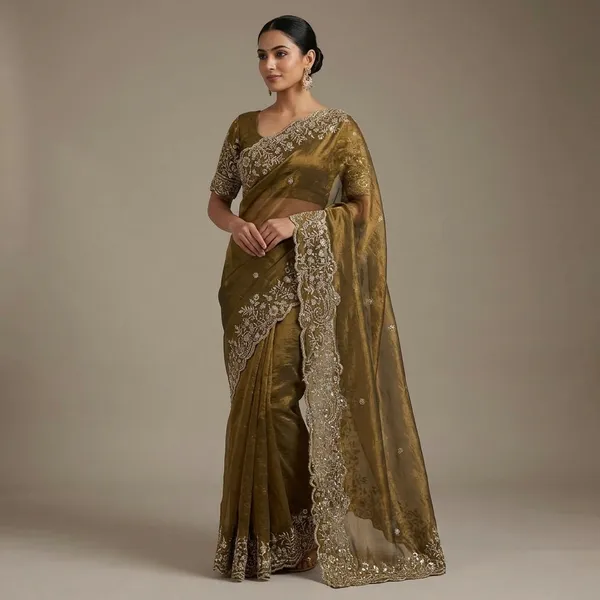 Olive_Green_Fandy_Satin_Silk_Saree_For_Women
