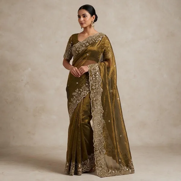 Olive_Green_Fandy_Satin_Silk_Saree_For_Women