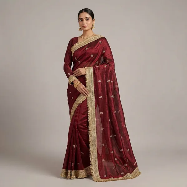 Maroon_Fandy_Satin_Silk_Saree_For_Women
