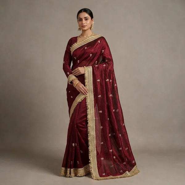 Maroon_Fandy_Satin_Silk_Saree_For_Women