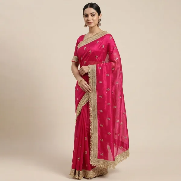 Red_Fandy_Satin_Silk_Saree_For_Women