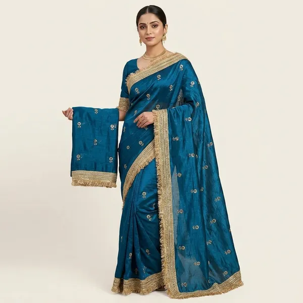 Blue_Fandy_Satin_Silk_Saree_For_Women