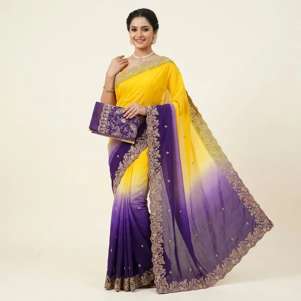 Purple_&_Yellow_Georgette_Saree_For_Women