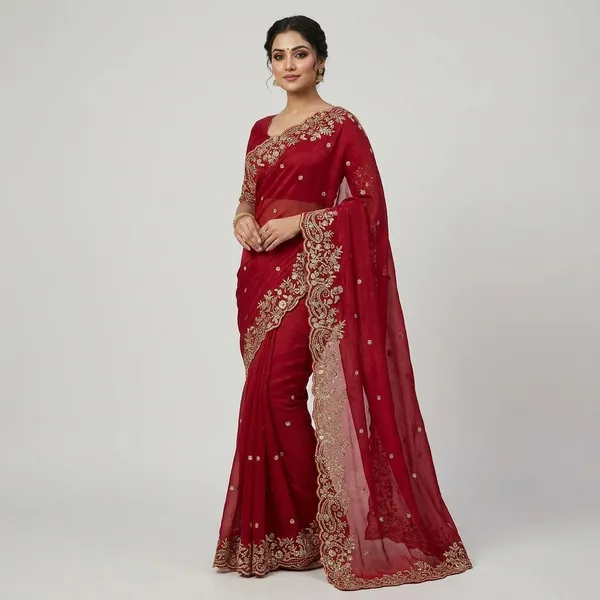 Red_Fandy_Satin_Silk_Saree_For_Women