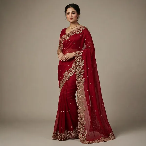 Red_Fandy_Satin_Silk_Saree_For_Women