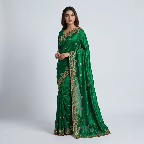Green_Fandy_Satin_Silk_Saree_For_Women