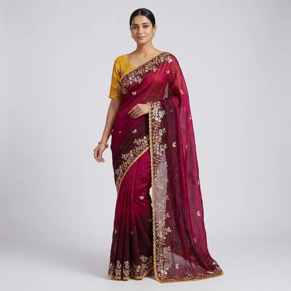 Maroon_Fandy_Satin_Silk_Saree_For_Women