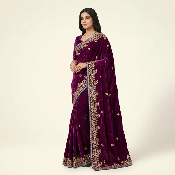 Purple_Fandy_Satin_Silk_Saree_For_Women