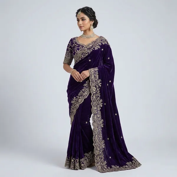 Purple_Fandy_Satin_Silk_Saree_For_Women