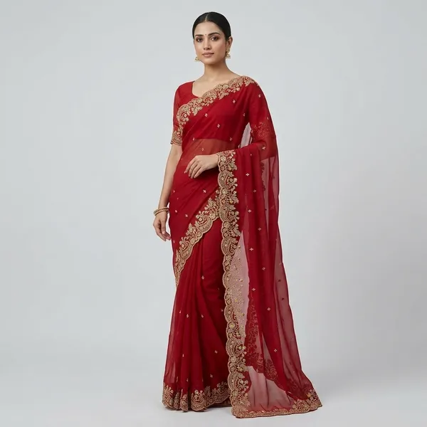 Red_Georgette_Saree_For_Women