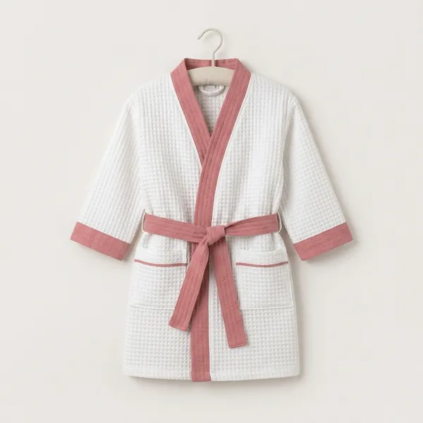 White_Waffle_Cotton_Kimono_Bathrobe_For_Kids