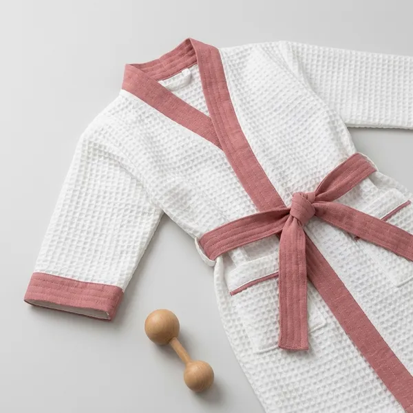 White_Waffle_Cotton_Kimono_Bathrobe_For_Kids