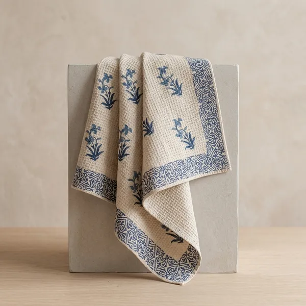 Multicolour_Waffle_Cotton_Block_Print_Bath_Towel