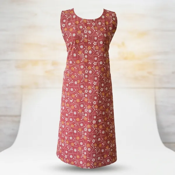 Red_Cotton_Floral_Print_Sleeveless_Apron