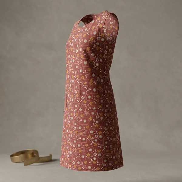 Red_Cotton_Floral_Print_Sleeveless_Apron