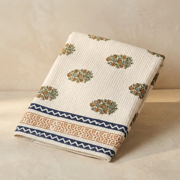 White_Waffle_Cotton_Block_Print_Bath_Towel