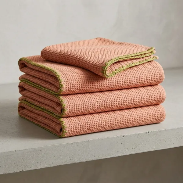 Light_Orange_Waffle_Cotton_Trim_Bath_Towel