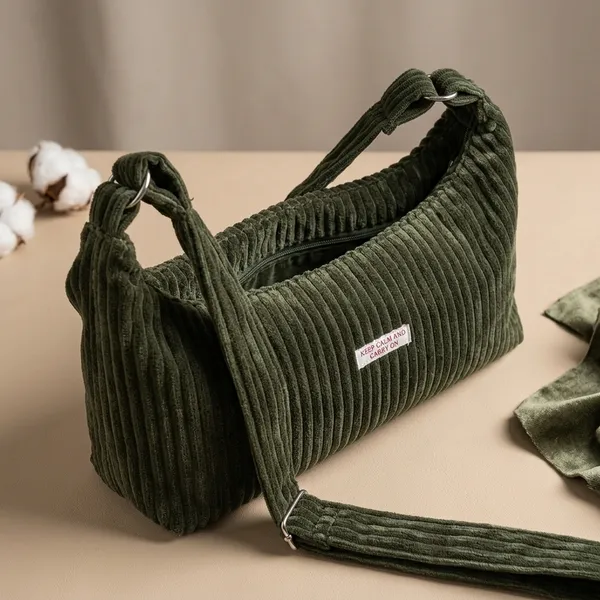 Green_Ribbed_Velvet_Slouchy_Hand_Bag_For_Adults
