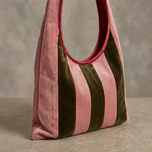 Pink_Black_Velvet_Striped_Shoulder_Bag_For_Adults