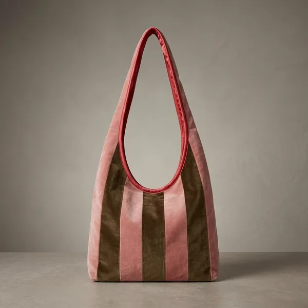 Pink_Black_Velvet_Striped_Shoulder_Bag_For_Adults