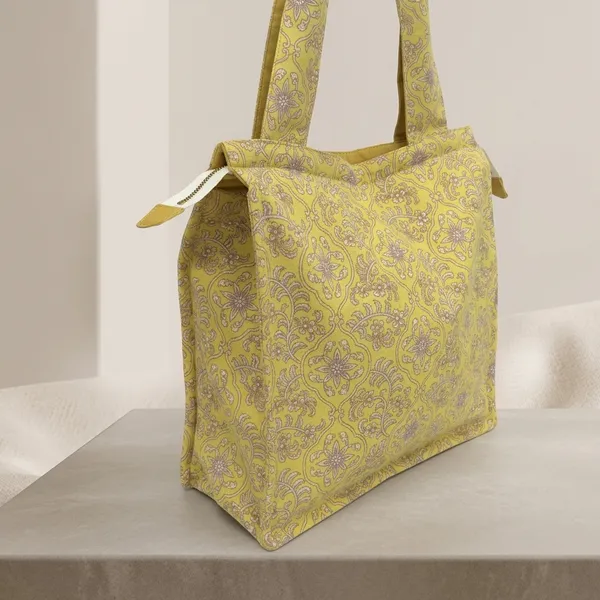 Mustard_Yellow_Twill_Floral_Paisley_Hand_Bag_For_Adults