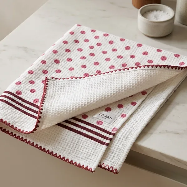 Waffle_Cotton_Polka_Dot_Stripe_Bath_Towel