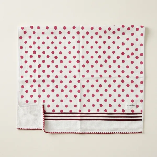 Waffle_Cotton_Polka_Dot_Stripe_Bath_Towel