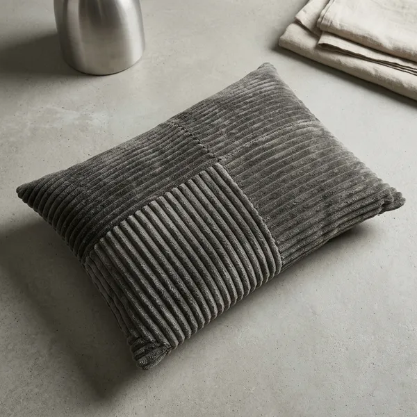 Ribbed_Velvet_Patchwork_Charcoal_Grey_Pillow