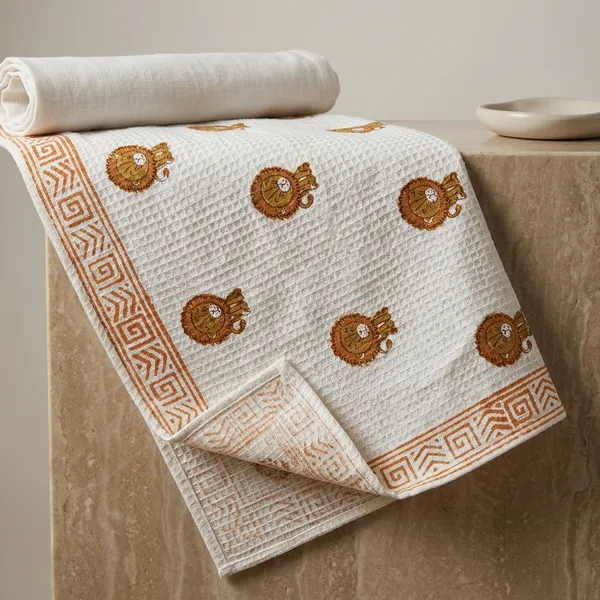 Waffle_Cotton_Multicolor_Fish_Motif_Bath_Towel