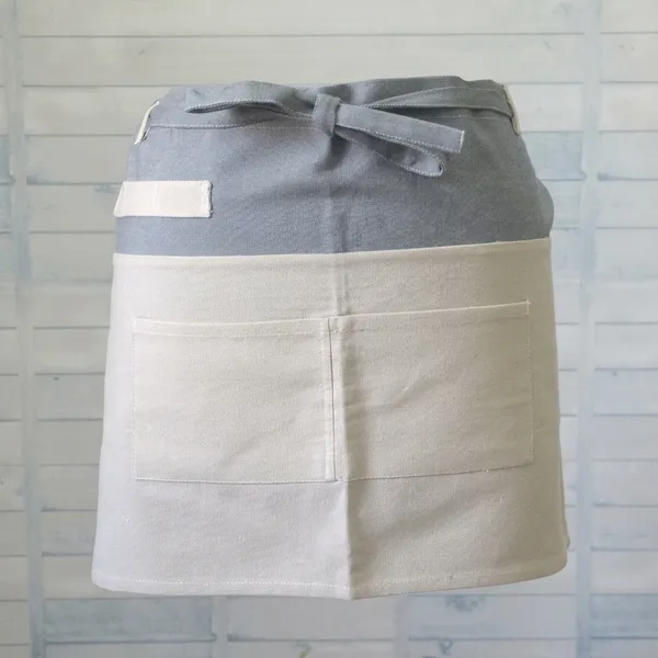 White_And_Light_Blue_Cotton_Half_Waist_Apron