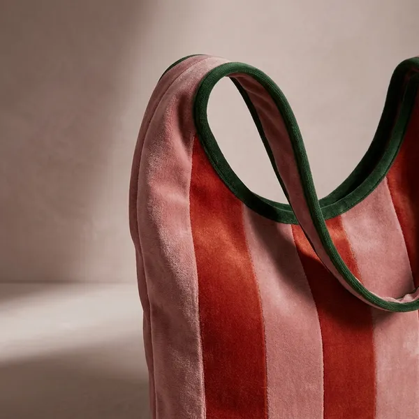 Pink_And_Red_Velvet_Striped_Shoulder_Bag_For_Adults