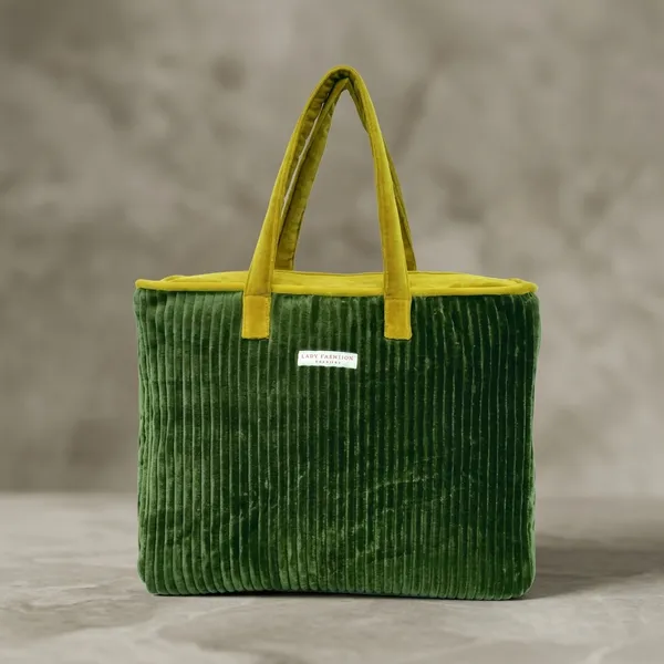 Dark_Green_Ribbed_Velvet_Shoulder_Bag_For_Adults