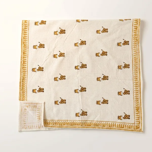 White_Yellow_Waffle_Cotton_Bath_Towel_For_Kids