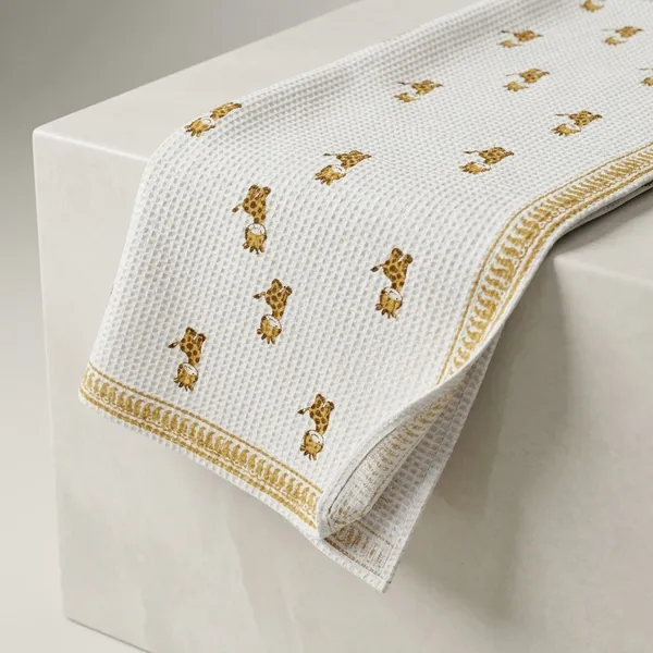 White_Yellow_Waffle_Cotton_Bath_Towel_For_Kids