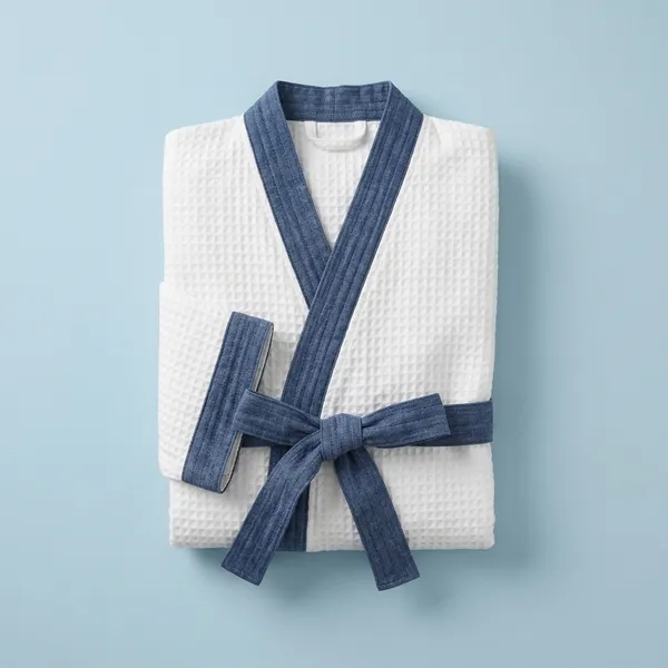 White_Blue_Waffle_Cotton_Kimono_Bathrobe_For_Kids