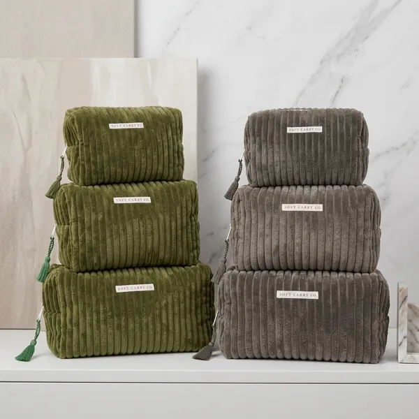 Green_And_Grey_Ribbed_Velvet_Pouch_For_Home_Pack_Of_2