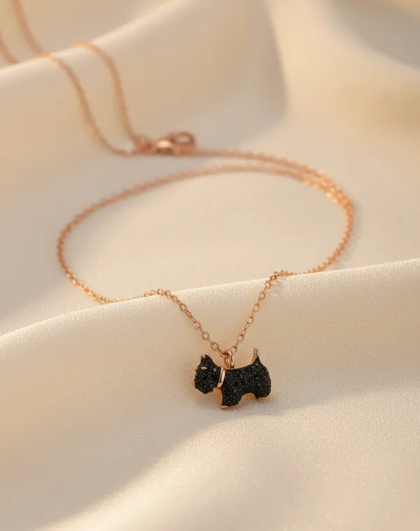 Silver_Black_925_Sterling_Pup_Charm_Necklace_For_Women