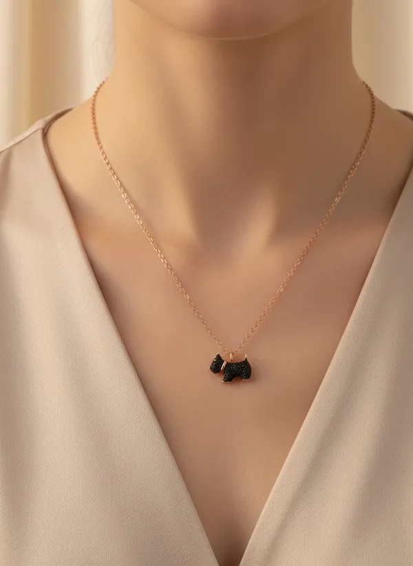 Silver_Black_925_Sterling_Pup_Charm_Necklace_For_Women