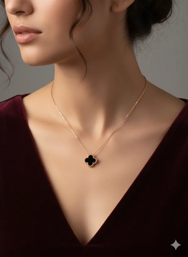 Silver_Black_925_Sterling_Clover_Pendant_For_Women