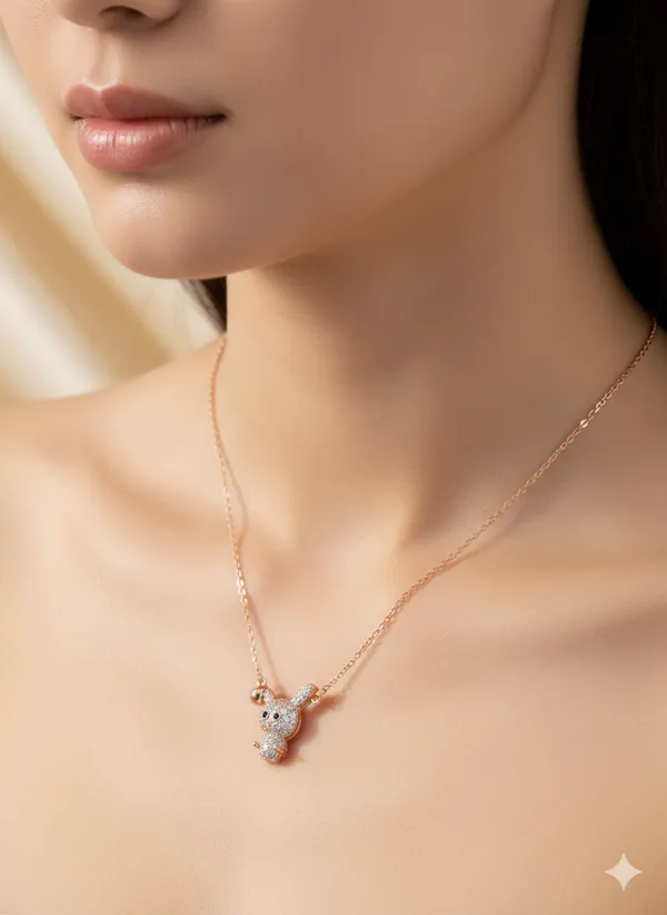 Rose_Gold_925_Silver_Sparkle_Bunny_Pendant_For_Women