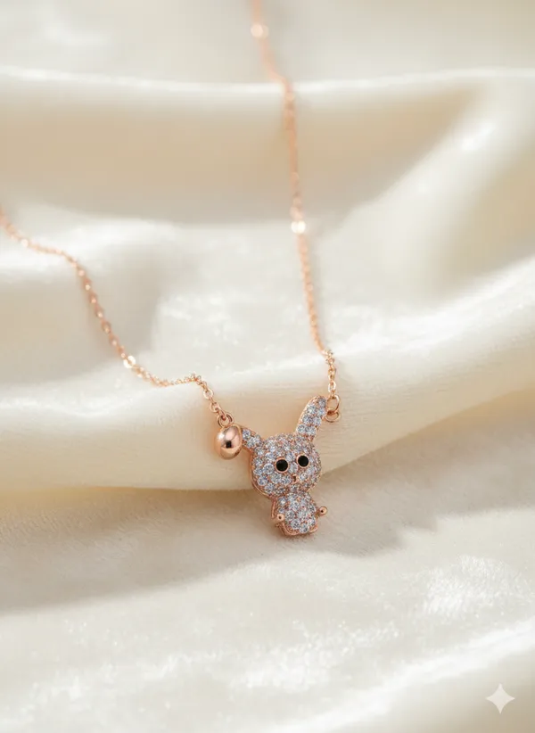 Rose_Gold_925_Silver_Sparkle_Bunny_Pendant_For_Women